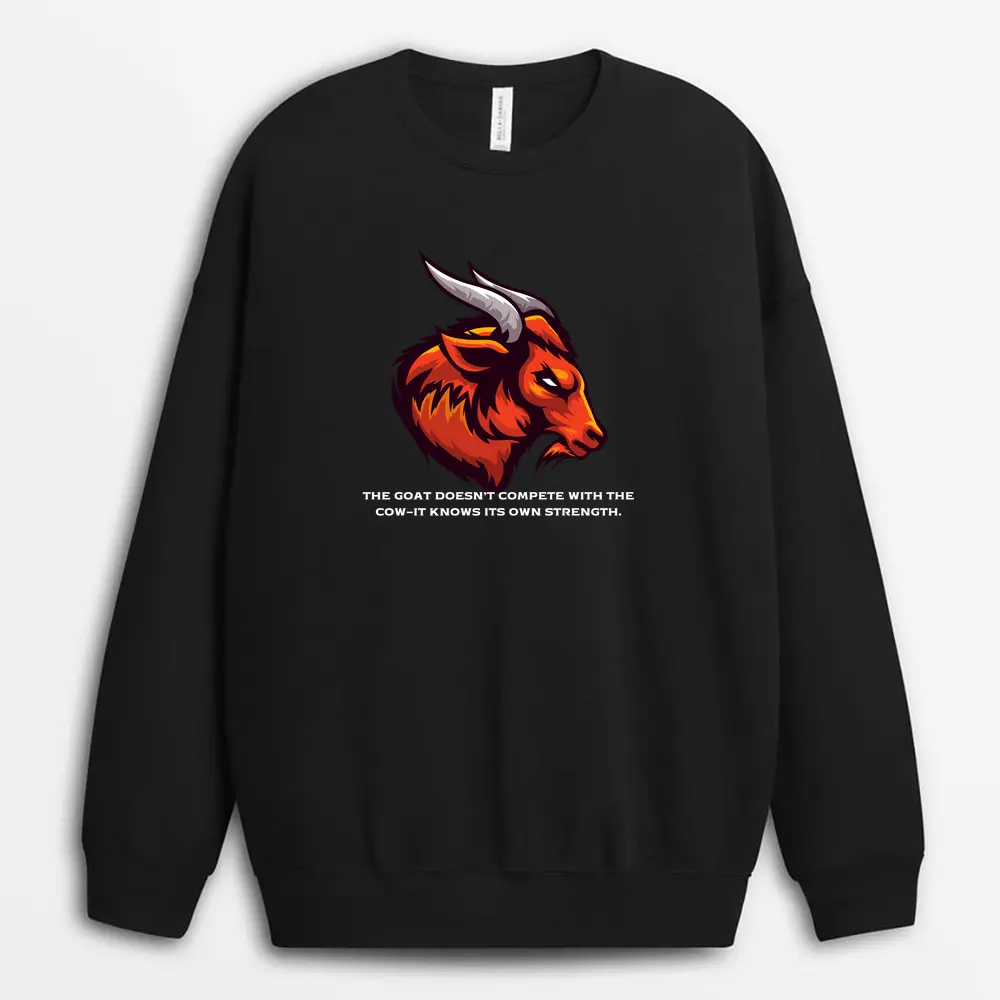 The Goat Doesnt Compete With The Cowit Knows Its Own Strength Pgaxgap Sweatshirt - Black