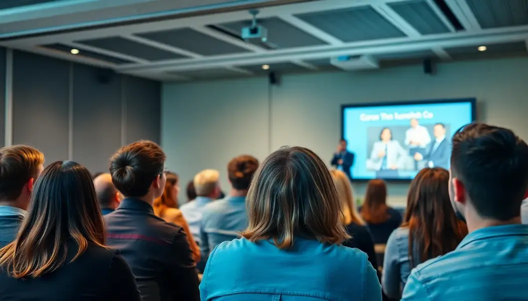 Audience engaged in a career transformation workshop.