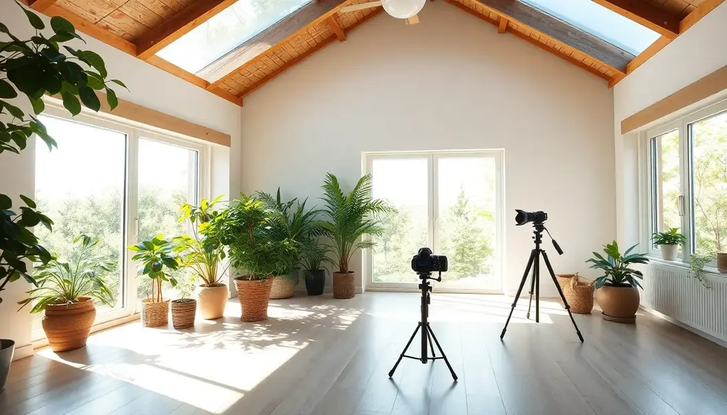 Natural sunlight pouring into a room, enhancing indoor photography setup.