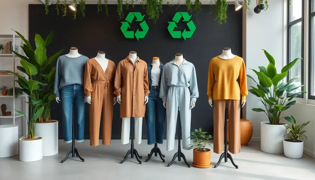 Eco-friendly fashion studio showcasing sustainable clothing.